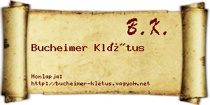 Bucheimer Klétus névjegykártya